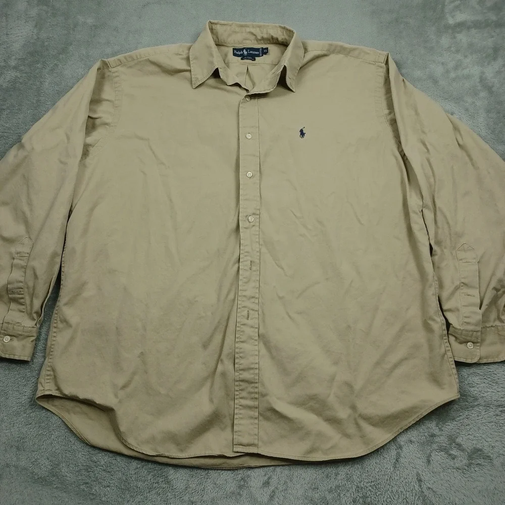Ralph Lauren Shirt Mens XL Brown Blake Button Up Preppy Long Sleeve